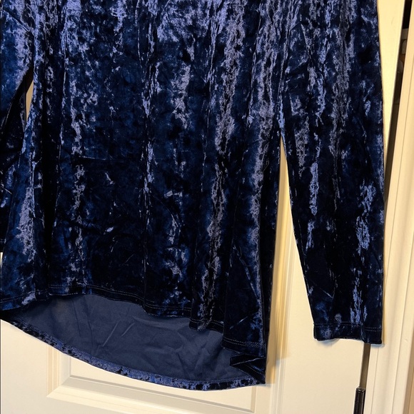 LBisse Women's Midnight Blue Velvet Blouse - Picture 3 of 3